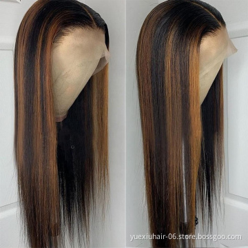 Fashional piano colored wig 10A Grade virgin cuticle aligned Hair 150% 220% density highlight color lace frontal wig